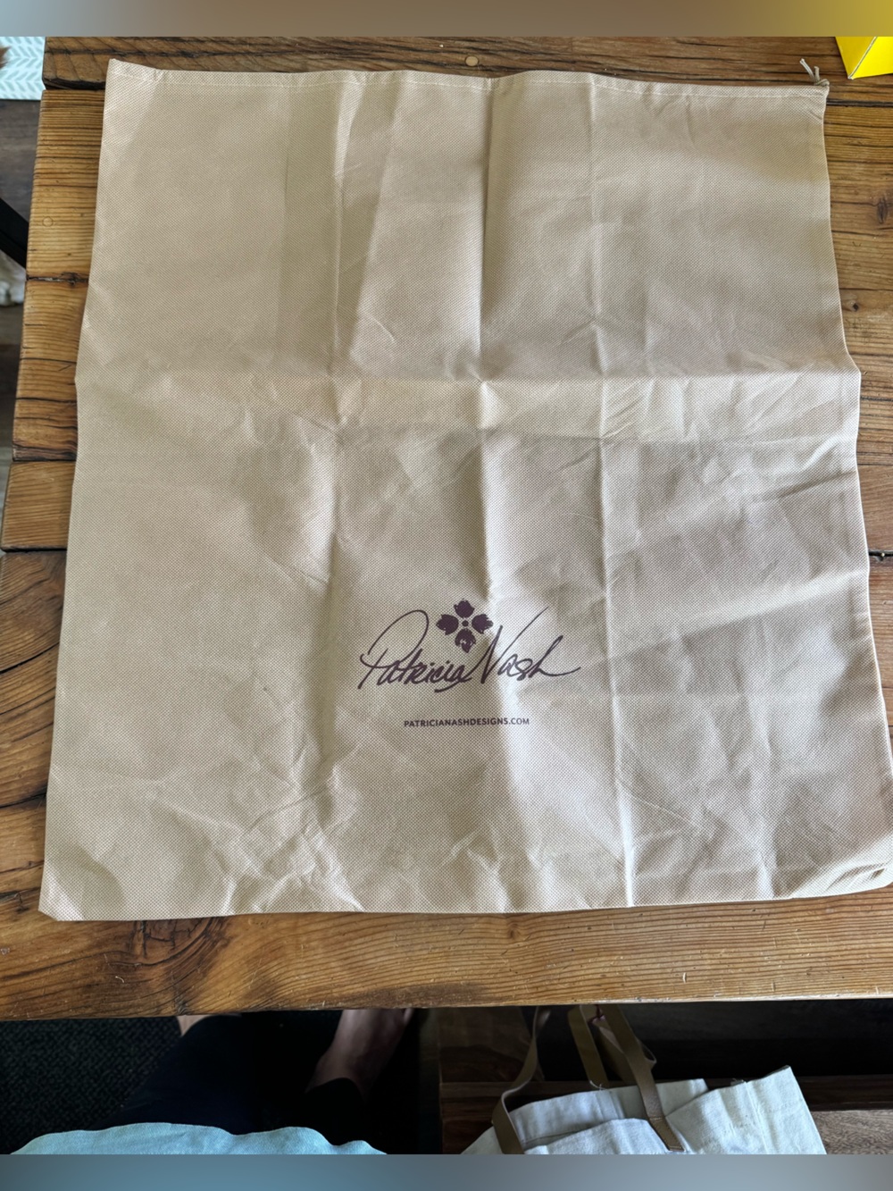Patricia Nash Cream and Purple Logo Dust Bag